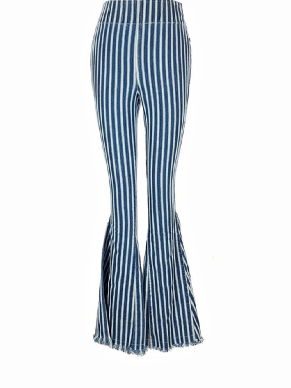 Mumu Blue Striped Flare Pants in & White Size M
